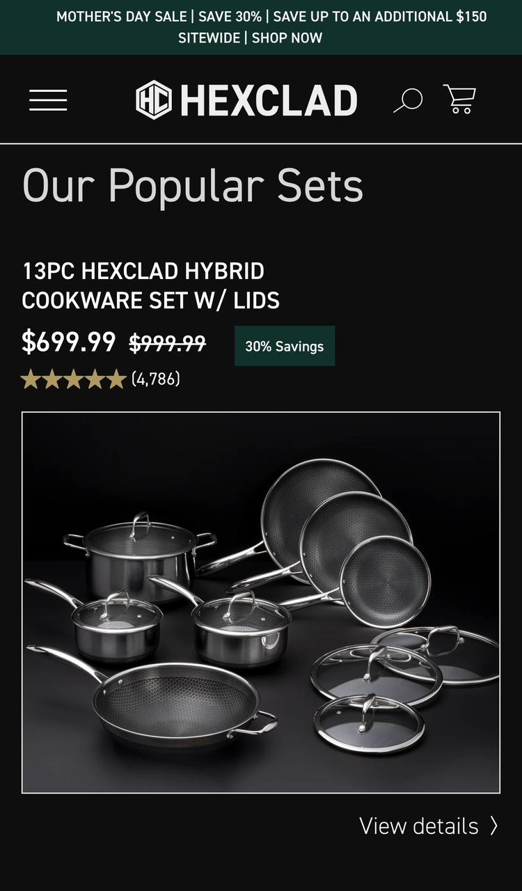 HexClad Mobile PDP